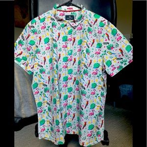 Men’s Short-Sleeve Button-up Shirt for Beach/Party